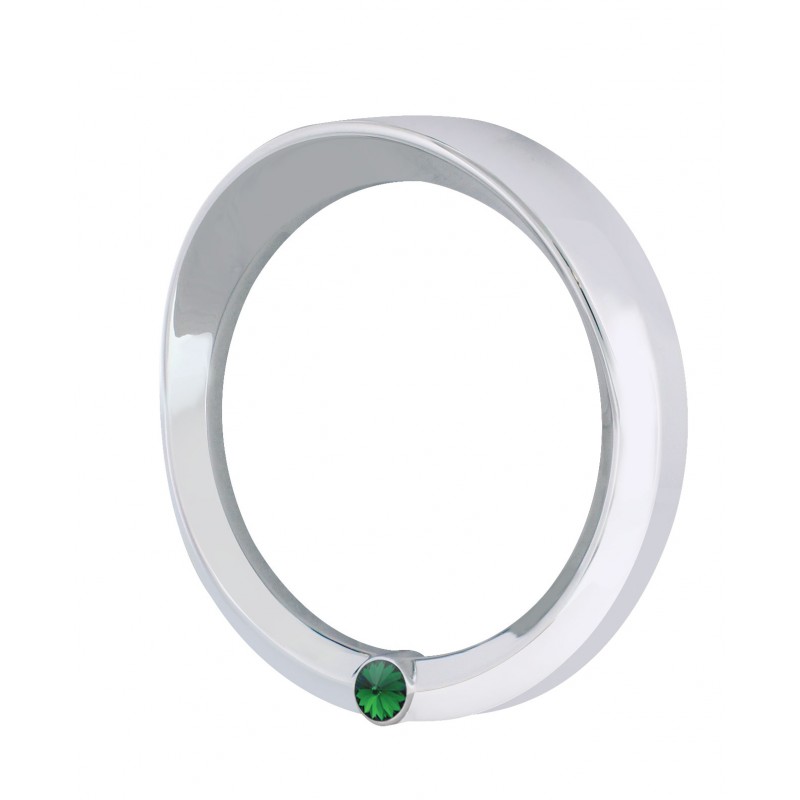 Chrome 2006+ Peterbilt Speed/Tachometer Gauge Cover W/ Visor & Diamond - Green