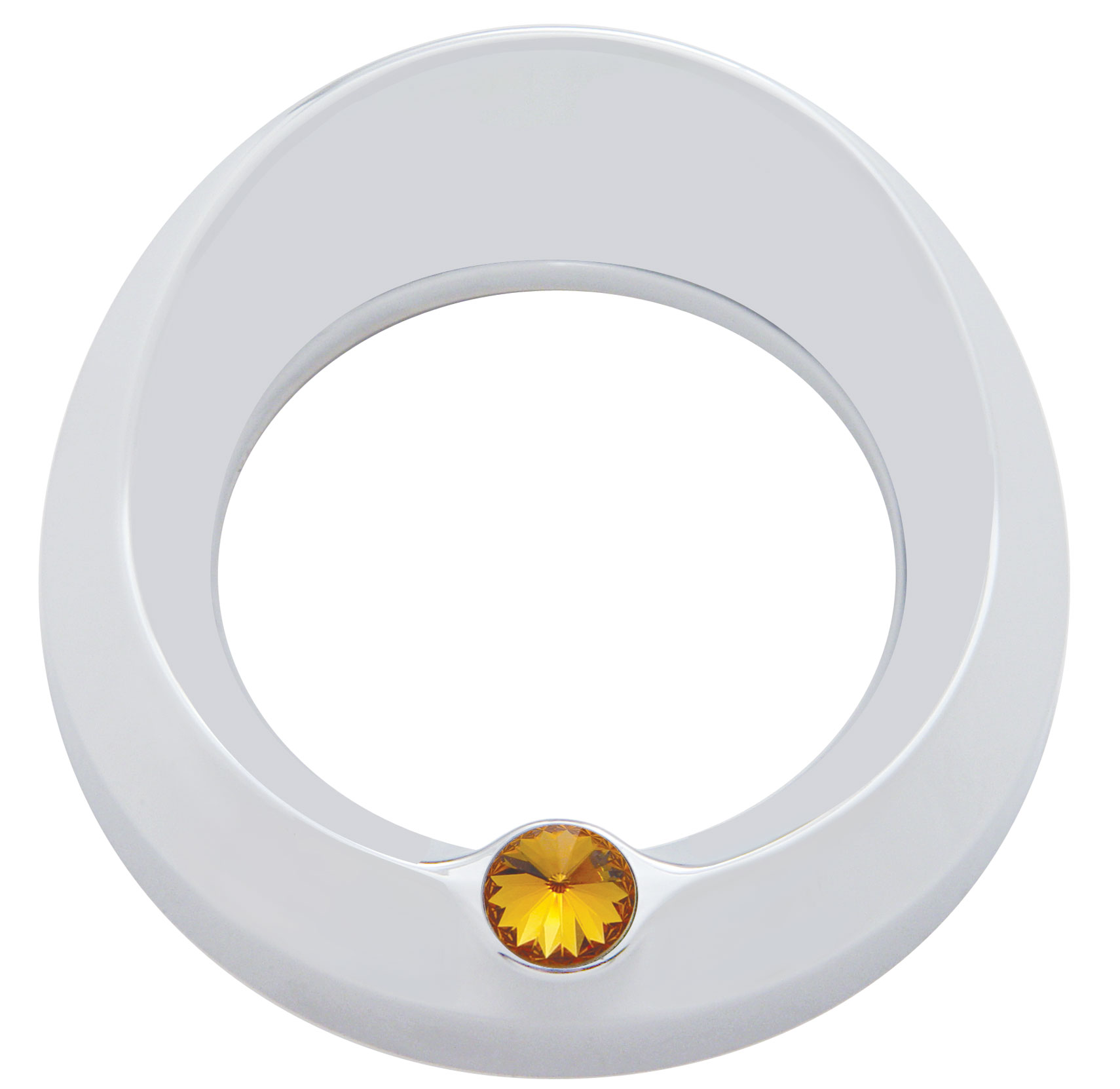 Chrome Peterbilt Speed/Tachometer Gauge Cover W/ Visor & Diamond - Amber