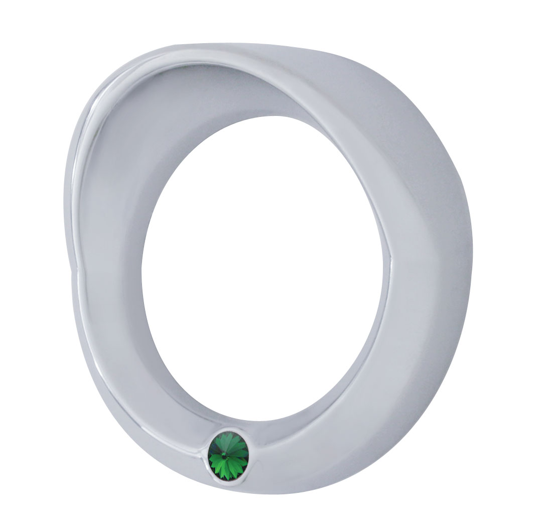 Chrome 2006+ Peterbilt Small Gauge Cover W/ Visor & Diamond - Green