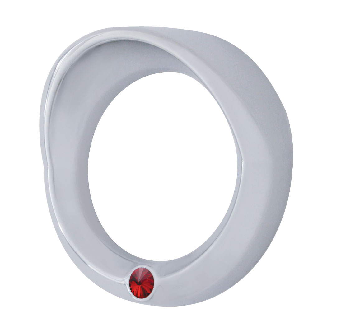 Chrome 2006+ Peterbilt Small Gauge Cover W/ Visor & Diamond - Red Diamond