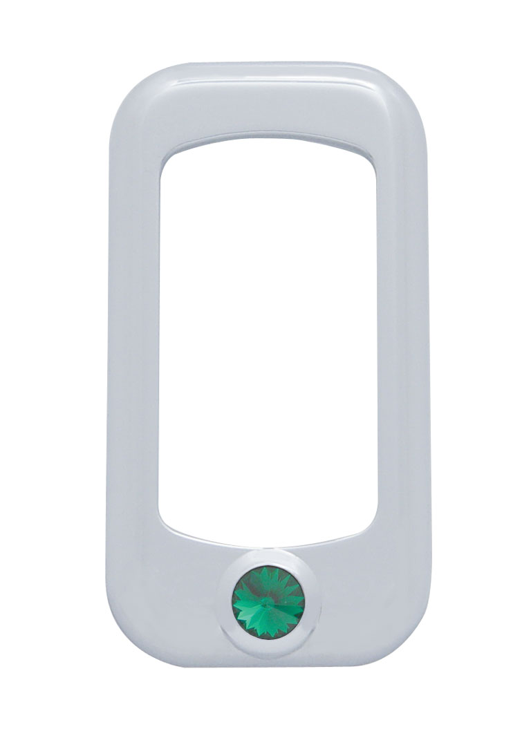 (3/Card) Chrome Plastic Rocker Switch Trim W/ Diamond - Green