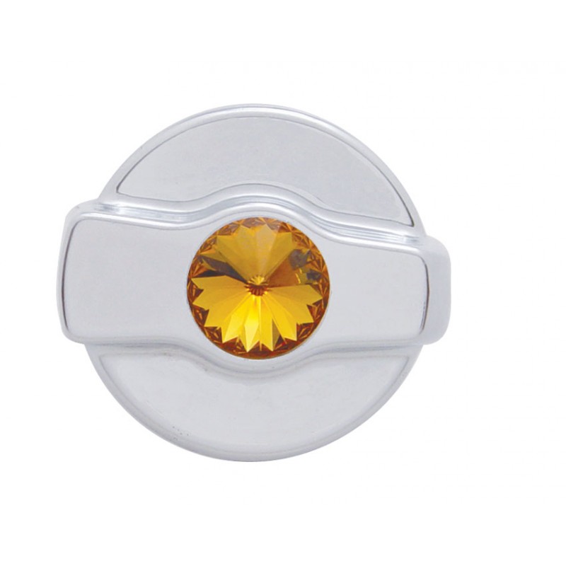Chrome Plastic Kenworth Wiper Dial Knob W/ Diamond - Amber