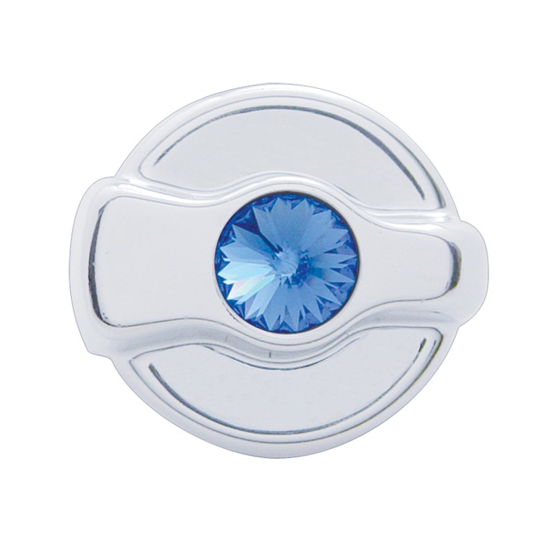 Chrome Plastic Peterbilt A/C Dial Knob W/ Diamond - Blue