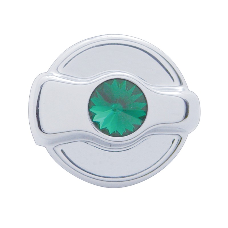 Chrome Plastic Peterbilt A/C Dial Knob W/ Diamond - Green