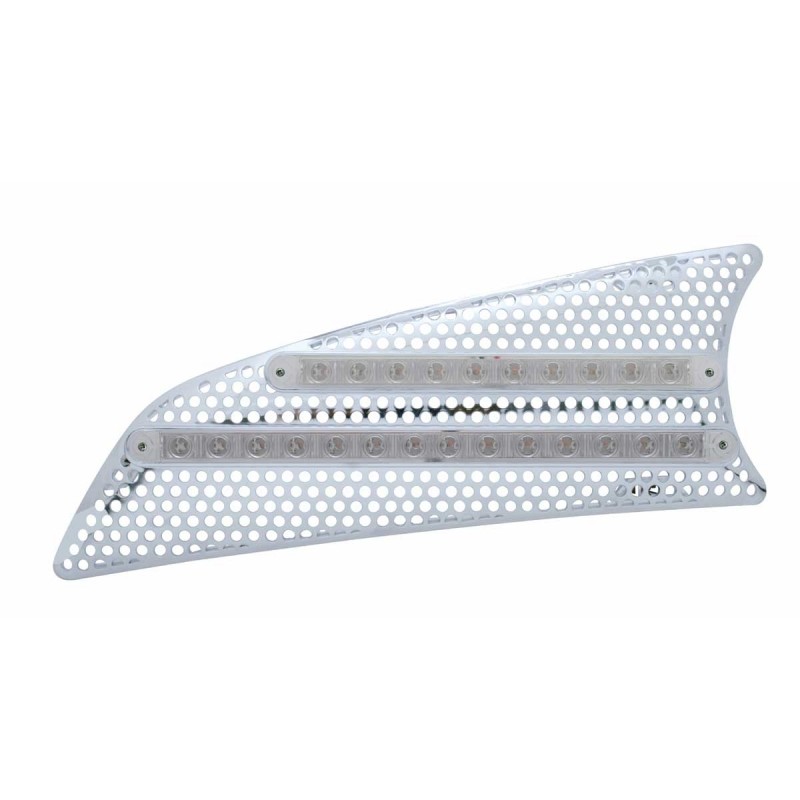 Chrome Pl. 2007+ Kenworth t660 Driver Side Air Intake W/ 10 Amber Led 9" & 14 Amber Led 12" Light Bar - Clear Lens
