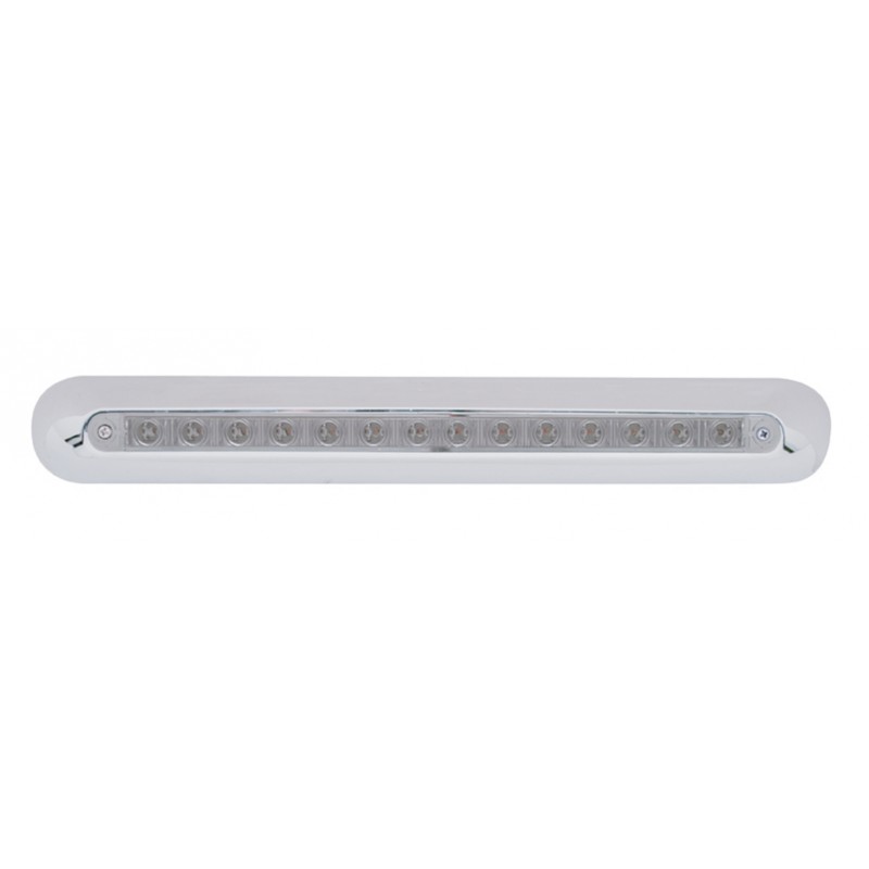 14 Amber Led 12" P/T/C Light Bar W/ Chrome Plastic Housing - Clear Lens