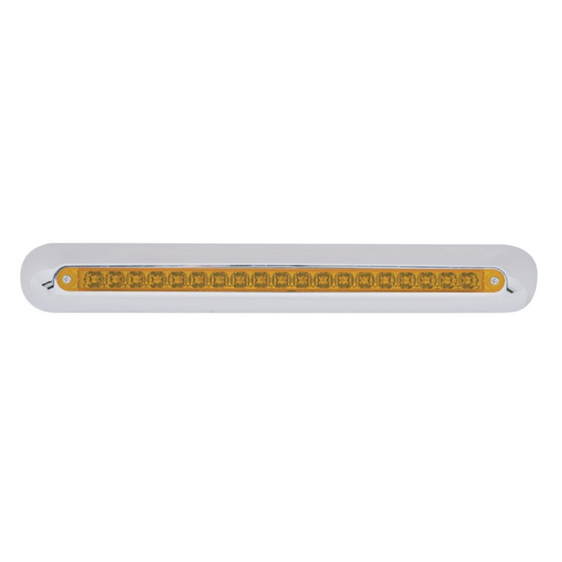 19 Amber Led 12" P/T/C Reflector Light Bar W/ Chrome Plastic Housing - Amber Lens