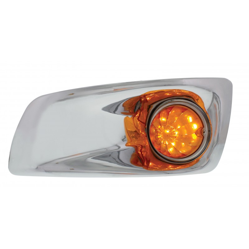 17 Amber Led Kenworth T660 Driver Front Bumper Single Function Watermelon Style Light - Amber Lens