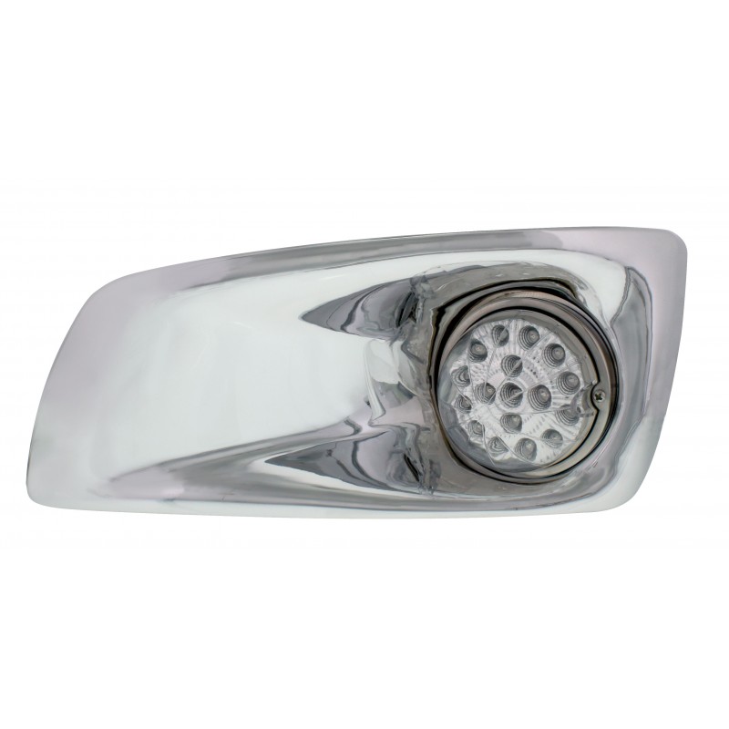 17 Amber Led Kenworth T660 Driver Front Bumper Single Function Clear Style Light W/ Reflector - Clear Lens