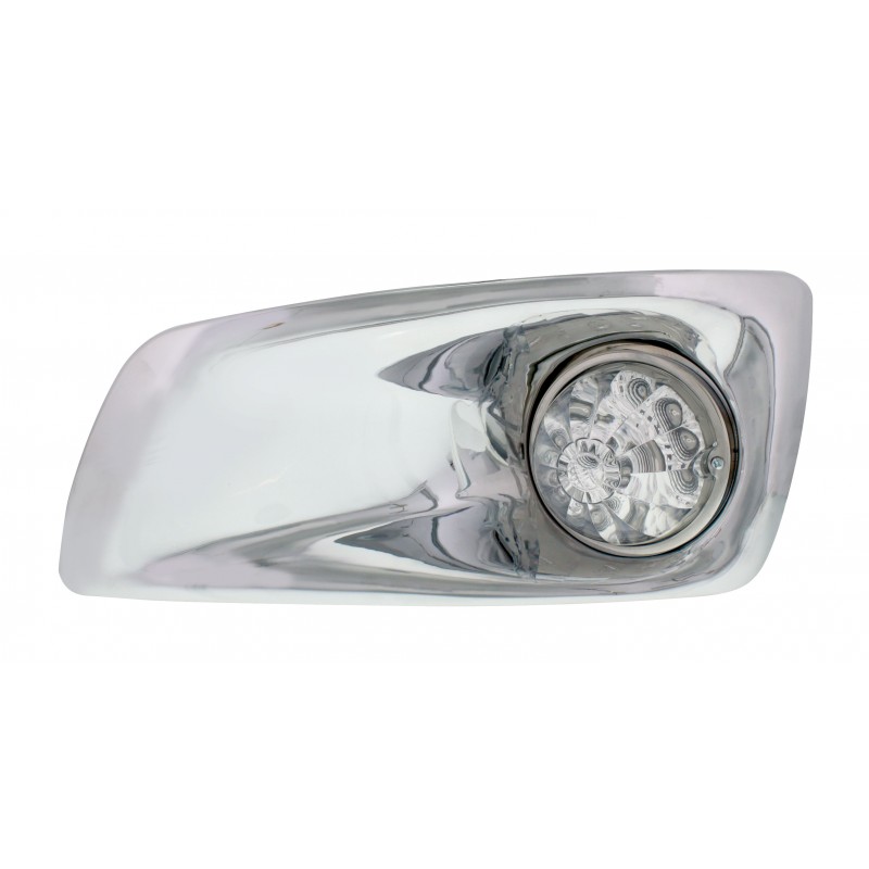 17 Amber Led Kenworth T660 Driver Front Bumper Single Function Watermelon Style Light W/ Reflector - Clear Lens