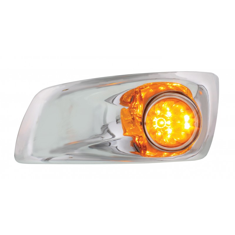 17 Amber Led Kenworth T660 Driver Front Bumper Dual Function Watermelon Style Light - Amber Lens