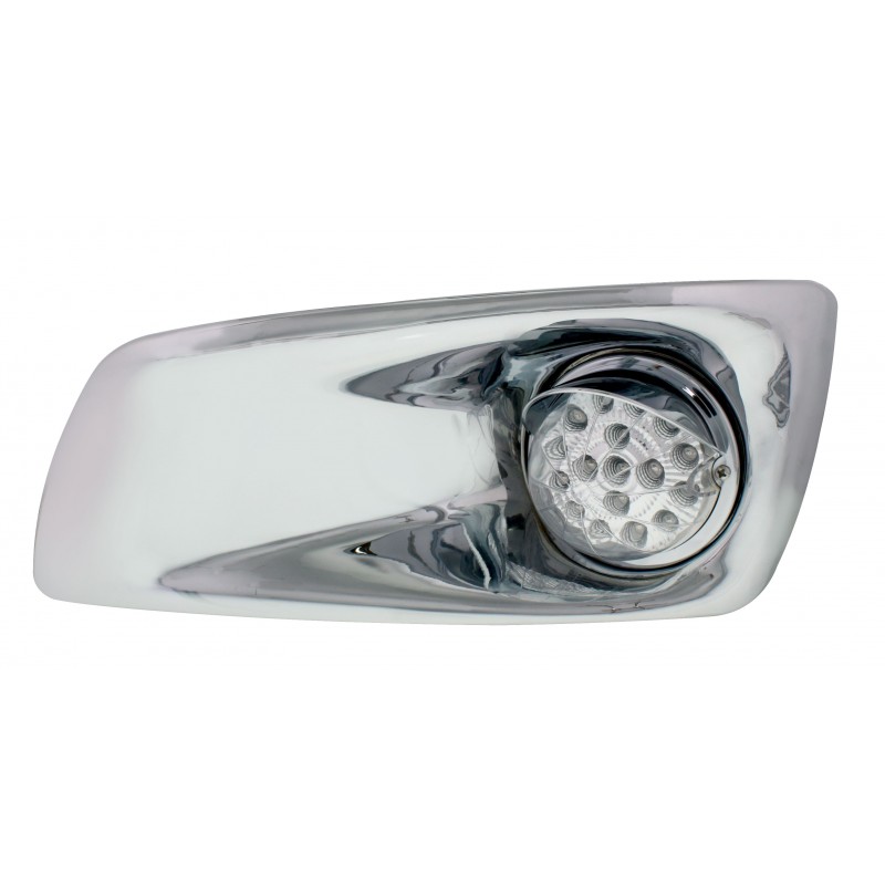 17 Amber Led Kenworth T660 Driver Front Bumper Single Function Clear Style Light W/ Reflector W/ Visor - Clear Lens