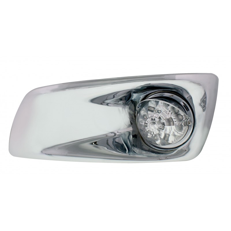 17 Amber Led Kenworth T660 Driver Front Bumper Single Function Watermelon Style Light W/ Reflector W/ Visor - Clear Lens
