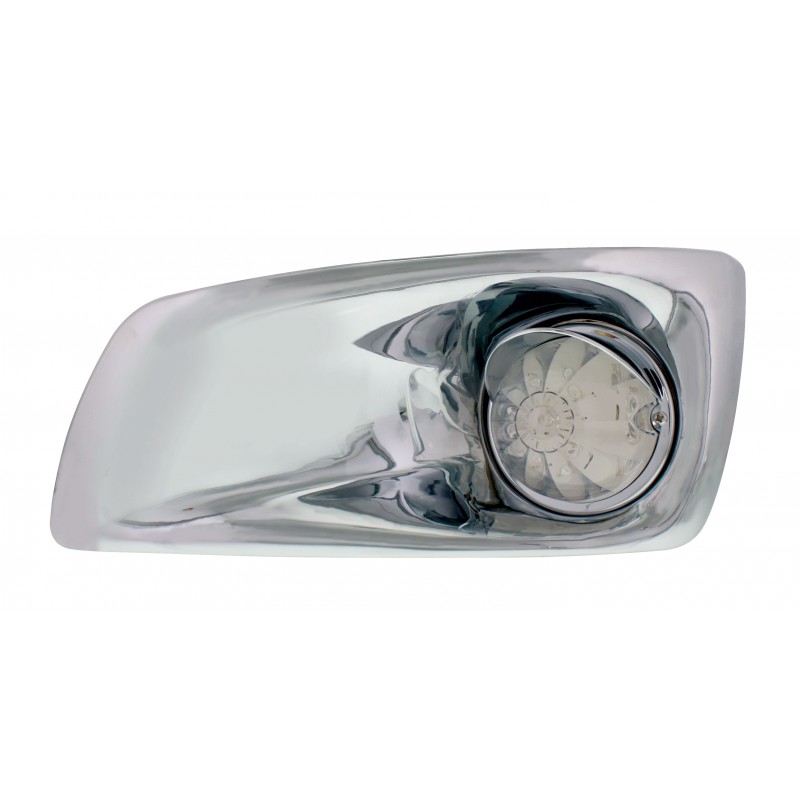 17 Amber Led Kenworth T660 Driver Front Bumper Dual Function Watermelon Style Light W/ Visor - Clear Lens