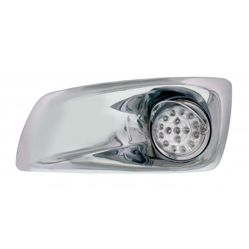 17 Amber Led Kenworth T660 Driver Front Bumper Dual Function Clear Style Light W/ Reflector W/ Visor - Clear Lens