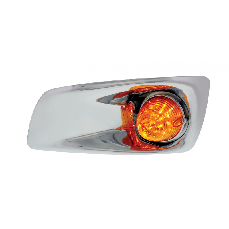 19 Amber Led Kenworth T660 Driver Front Bumper Single Function Beehive Style Light - Amber Lens