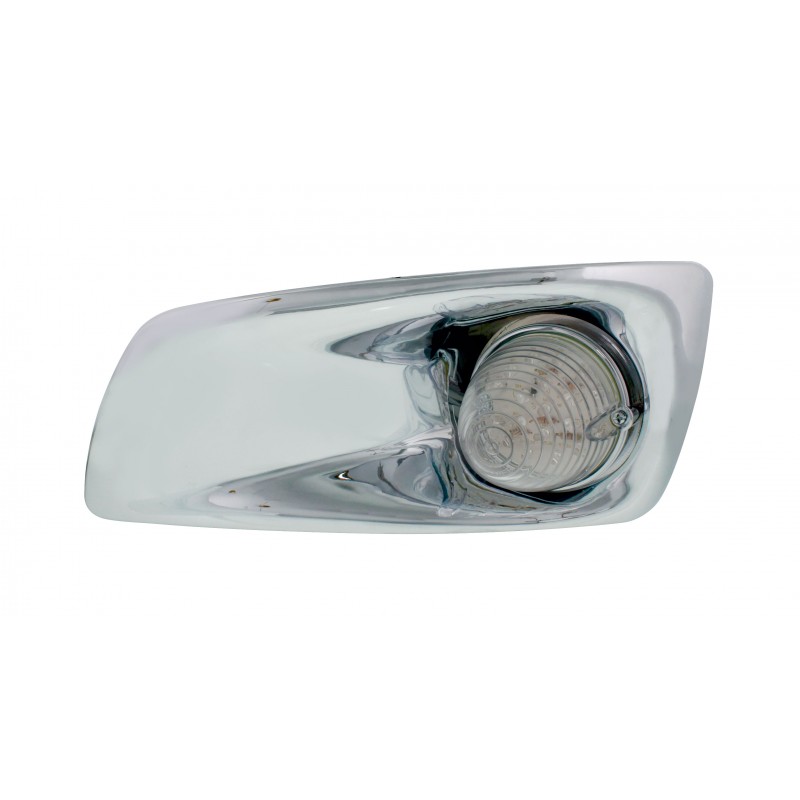 19 Amber Led Kenworth T660 Driver Front Bumper Single Function Beehive Style Light - Clear Lens