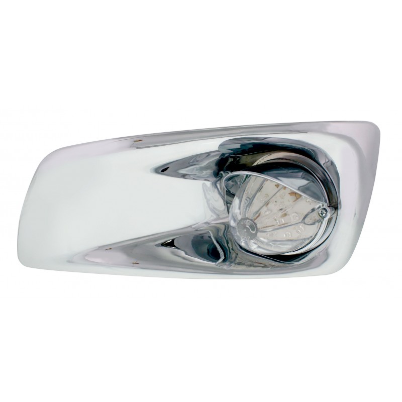 19 Amber Led Kenworth T660 Driver Front Bumper Single Function Watermelon Style Light W/ Visor - Clear Lens