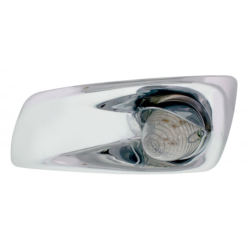 19 Amber Led Kenworth T660 Driver Front Bumper Single Function Beehive Style Light W/ Visor - Clear Lens