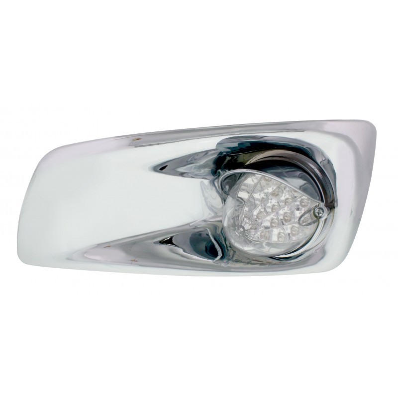 19 Amber Led Kenworth T660 Driver Front Bumper Single Functionlight W/  Reflector W/ Visor - Clear Lens