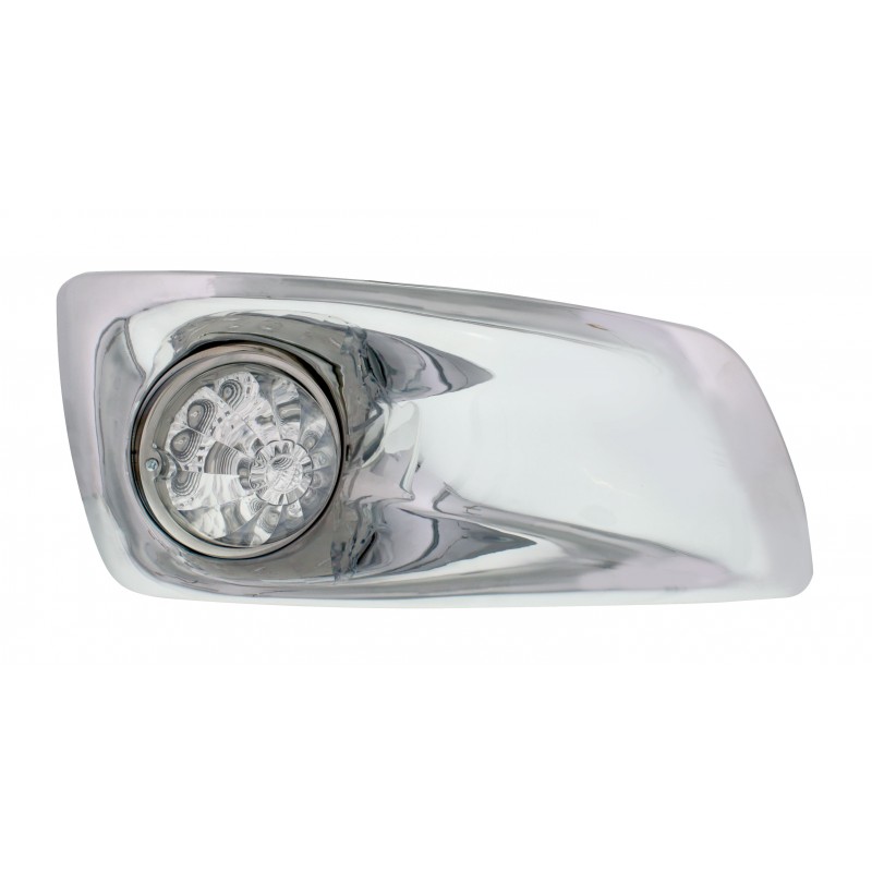 17 Amber Led Kenworth T660 Passenger Front Bumper Single Function Watermelon Style Light W/ Reflector - Clear Lens