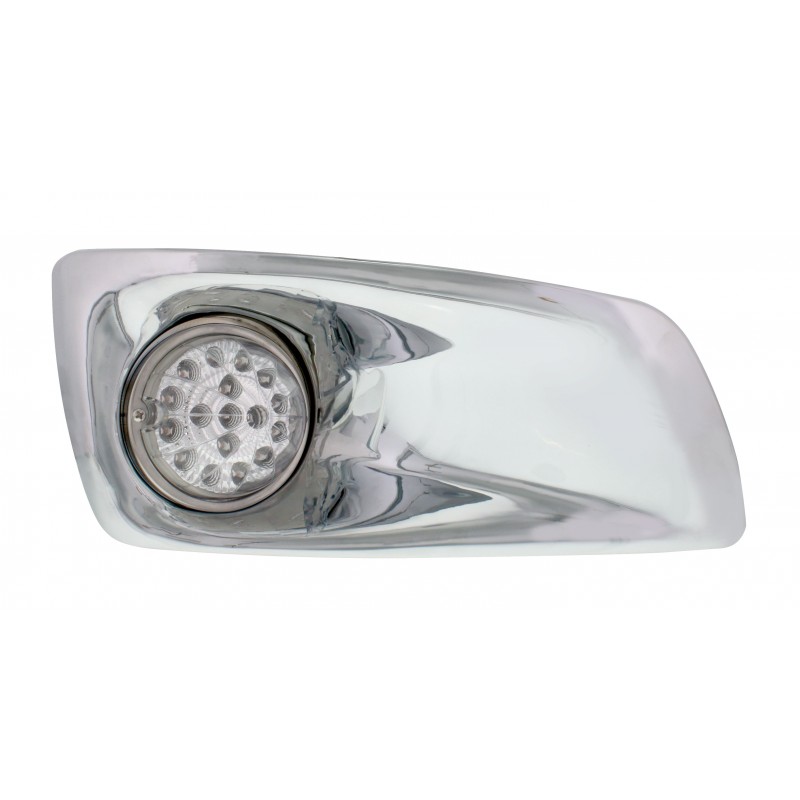 17 Amber Led Kenworth T660 Passenger Front Bumper Dual Function Clear Style Light W/ Reflector - Clear Lens