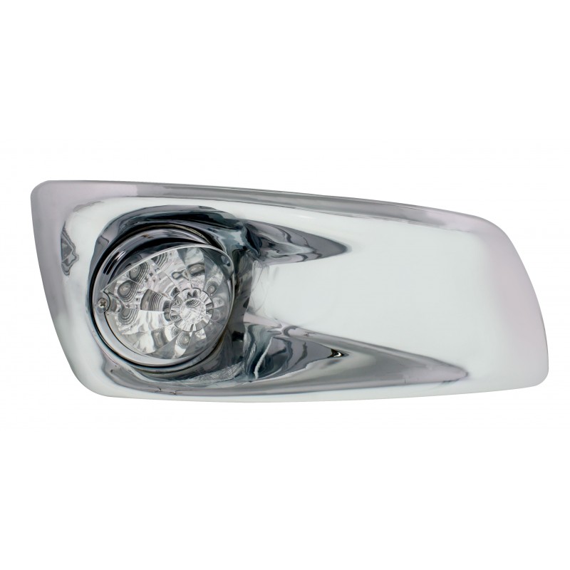17 Amber Led Kenworth T660 Passenger Front Bumper Single Function Watermelon Style Light W/ Reflector W/ Visor - Clear Lens