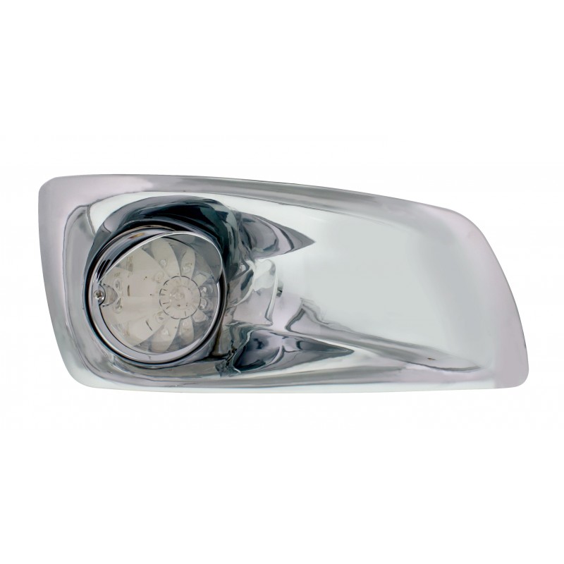 17 Amber Led Kenworth T660 Passenger Front Bumper Dual Function Watermelon Style Light W/ Visor - Clear Lens