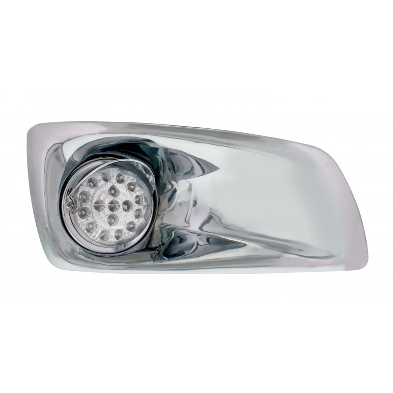 17 Amber Led Kenworth T660 Passenger Front Bumper Dual Function Clear Style Light W/ Reflectorw/ Visor  - Clear Lens