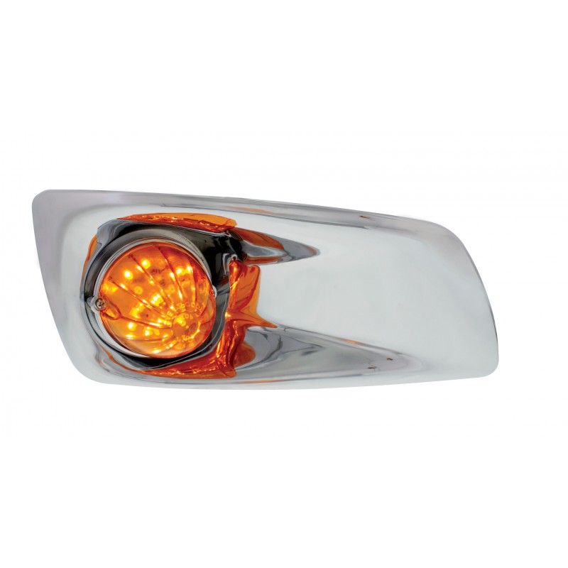 19 Amber Led Kenworth T660 Passenger Front Bumper Single Function Watermelon Style Light - Amber Lens