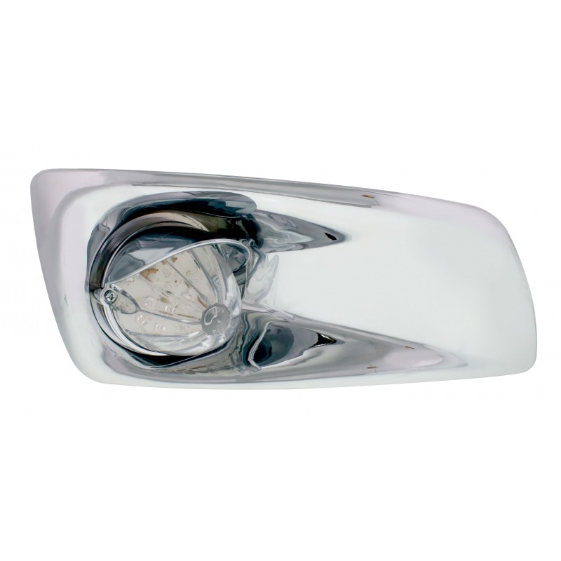 19 Amber Led Kenworth T660 Passenger Front Bumper Single Function Watermelon Style Light W/ Visor - Clear Lens