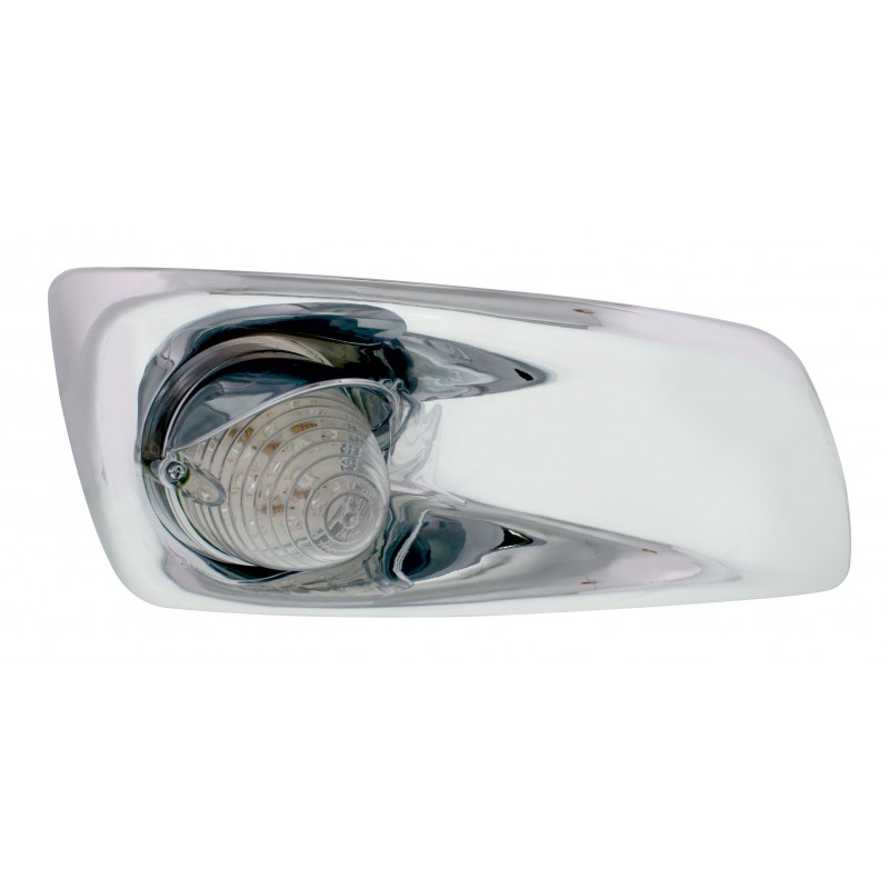 19 Amber Led Kenworth T660 Passenger Front Bumper Single Function Beehive Style Light W/ Visor - Clear Lens