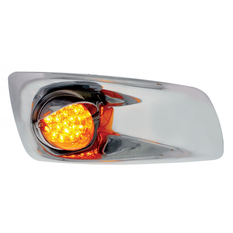 19 Amber Led Kenworth T660 Passenger Front Bumper Single Function Light W/ Reflector W/ Visor - Amber Lens