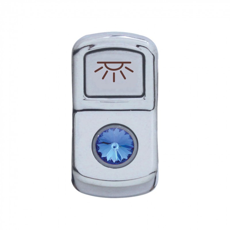 Chrome Plastic "Cab Light" Rocker Switch Cover W/ Diamond - Blue