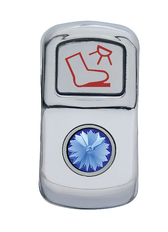 Chrome Plastic "Floor Light" Rocker Switch Cover W/ Diamond - Blue