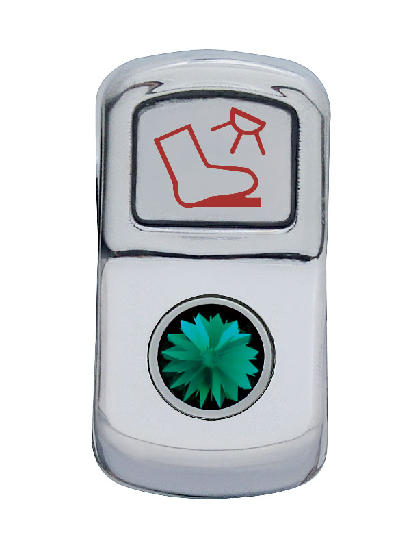 Chrome Plastic "Floor Light" Rocker Switch Cover W/ Diamond - Green