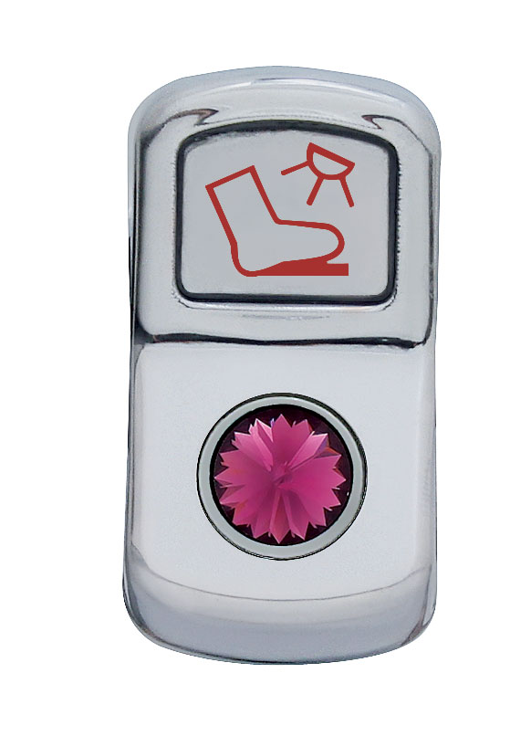 Chrome Plastic "Floor Light" Rocker Switch Cover W/ Diamond - Purple