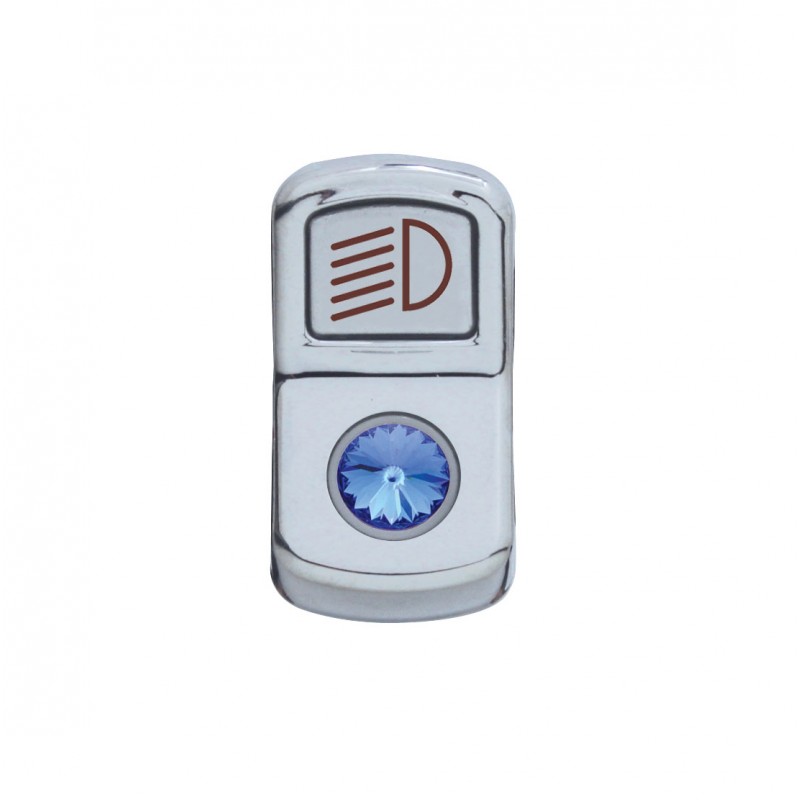 Chrome Plastic "Headlight" Rocker Switch Cover W/ Diamond - Blue