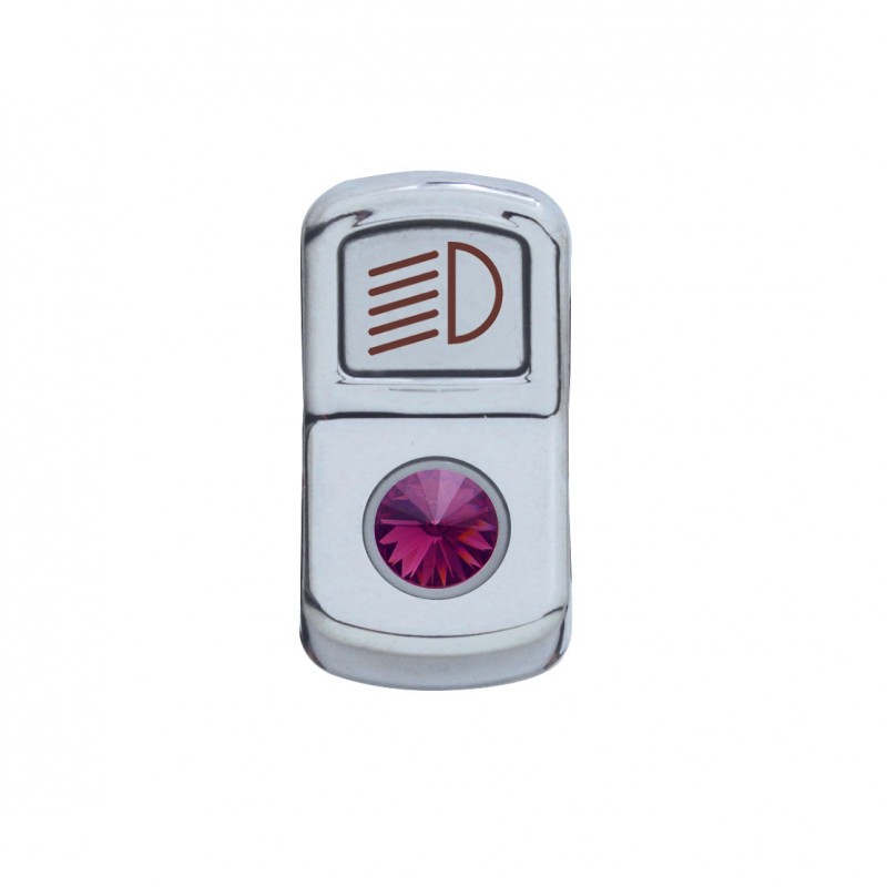 Chrome Plastic "Headlight" Rocker Switch Cover W/ Diamond - Purple