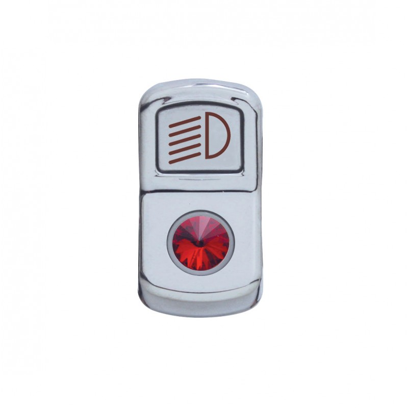 Chrome Plastic "Headlight" Rocker Switch Cover W/ Diamond - Red