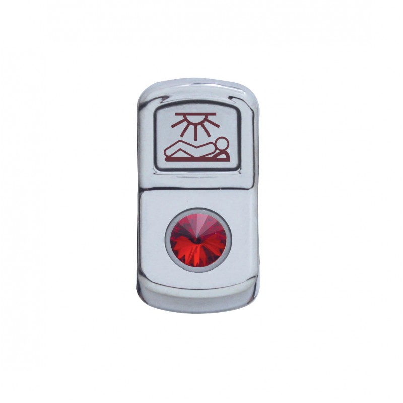 Chrome Plastic "Sleeper Light" Rocker Switch Cover W/ Diamond - Red