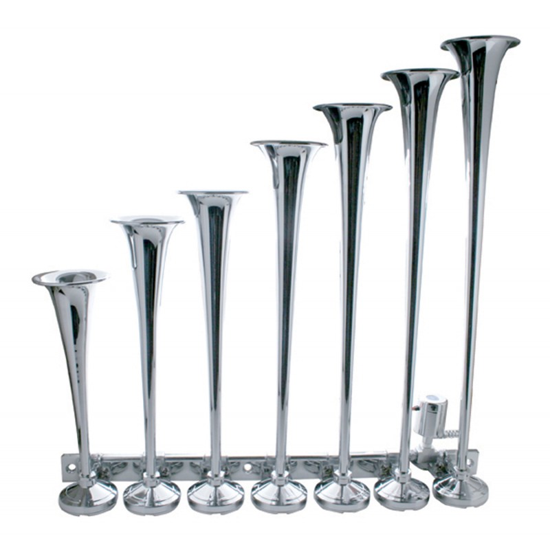 Heavy Duty 7 Trumpet Train Horn - Long Trumpet On Right