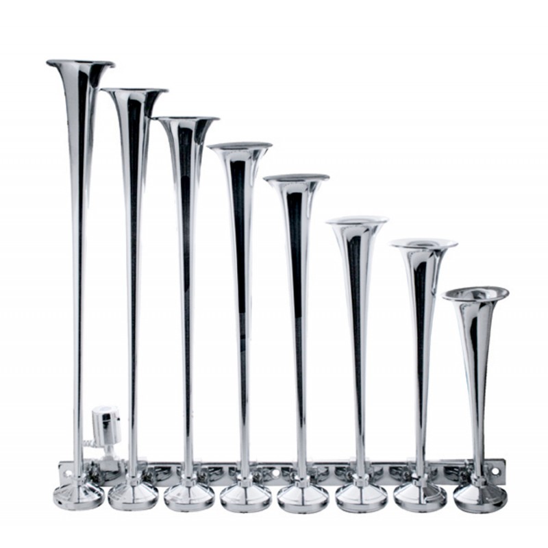 Heavy Duty 8 Trumpet Train Horn - Long Trumpet On Left