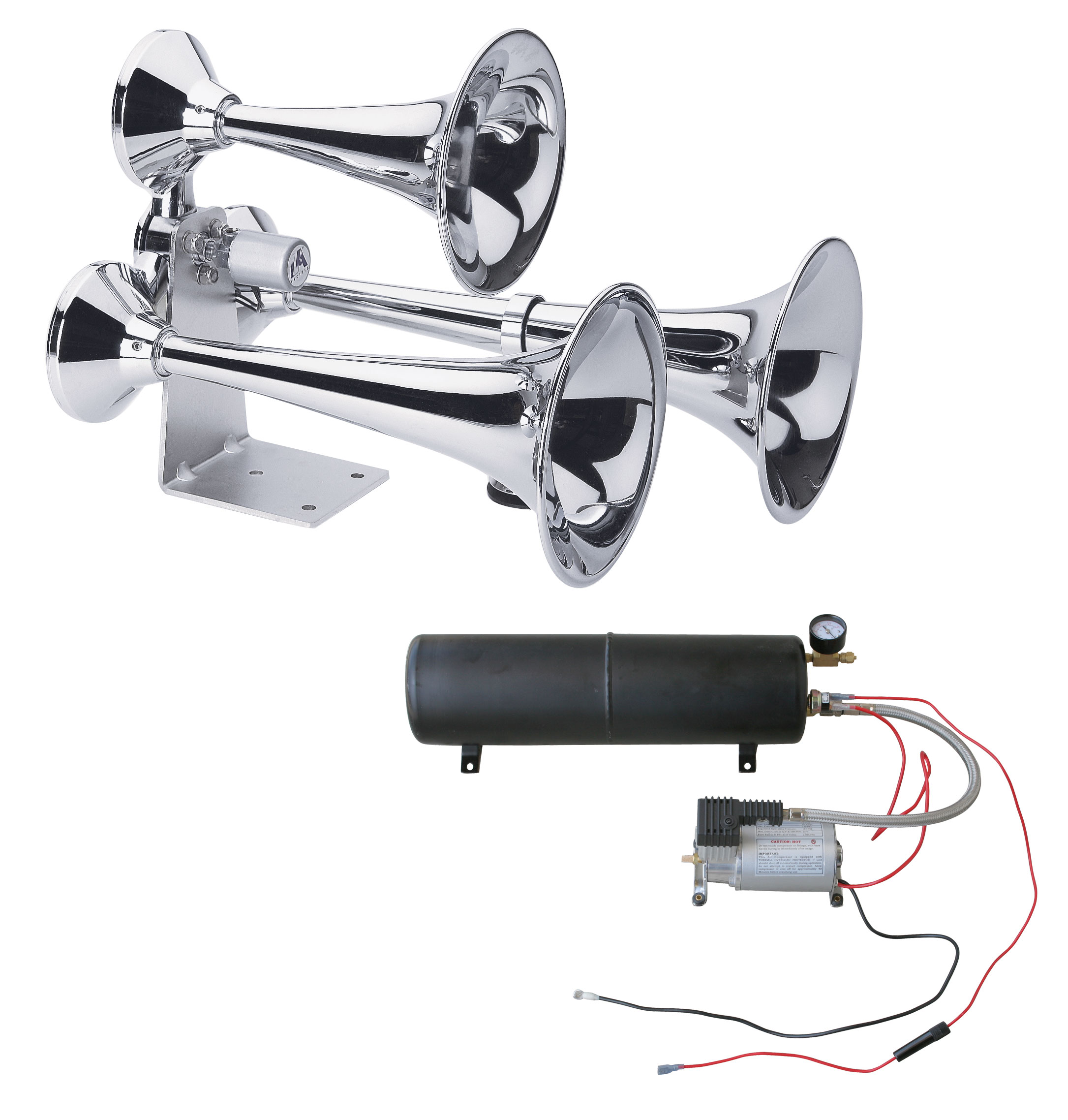 Chrome Deluxe 3 Trumpet Heavy Duty Train Horn Bundle - Classic Style