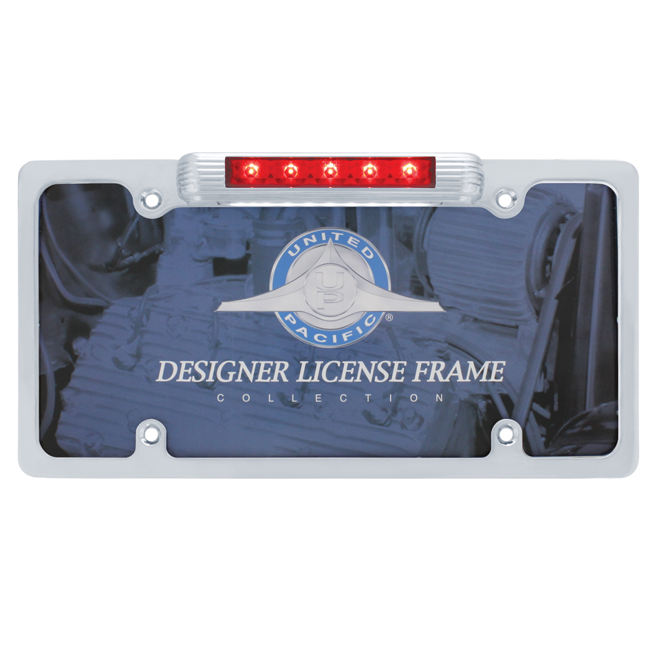 Chrome License Plate Frame With Led Third Brake Light And Led License Light
