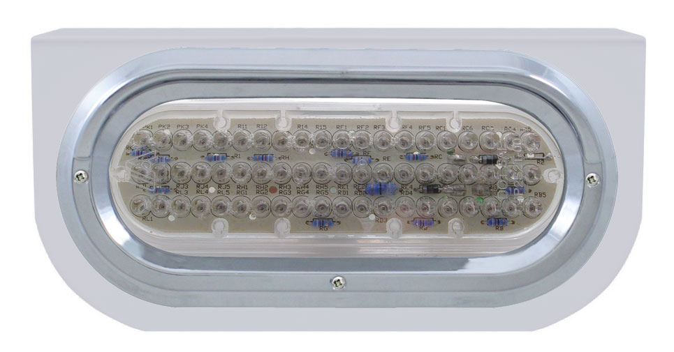 Stainless Steel Light Bracket W/ 60 Red Led Oval Light W/ Visor - Clear Lens