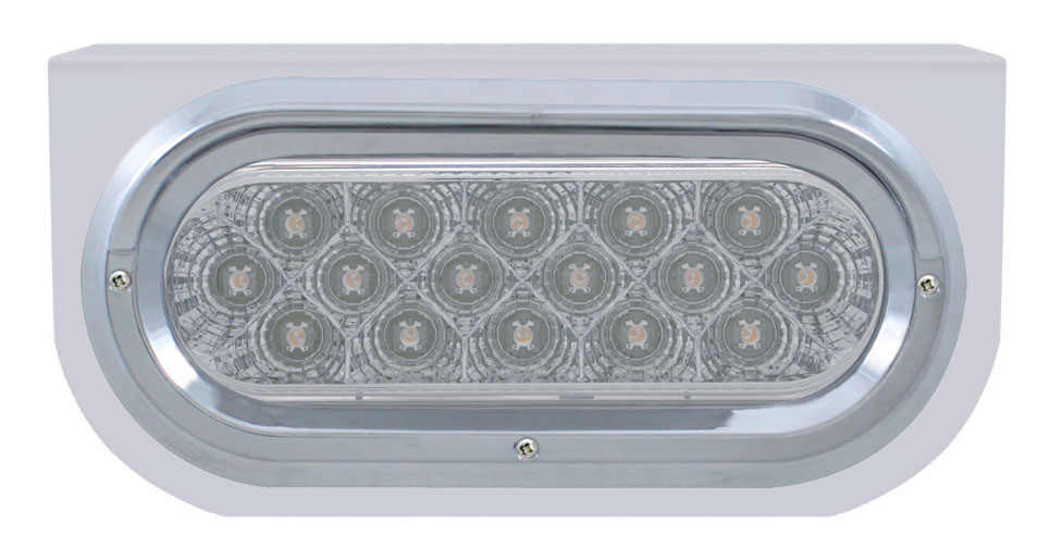 Stainless Steel Light Bracket W/ 16 Amber Led Oval Light W/ Visor - Clear Lens