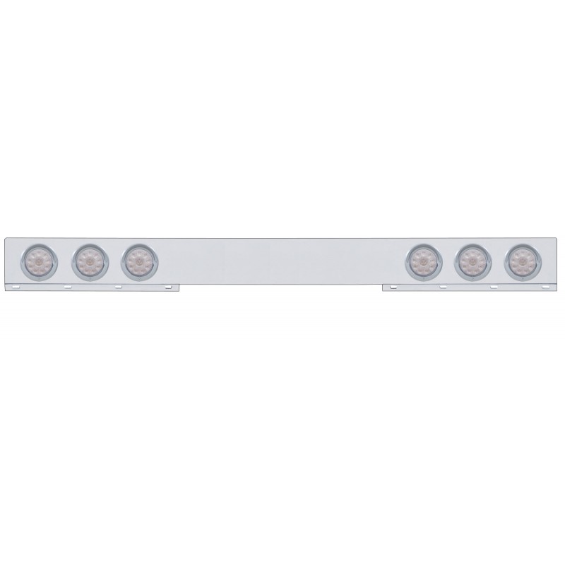 Stainless Steel 1 Piece Rear Light Bar W/ Six 10 Red Led 4" Light W/ Visor - Clear Lens