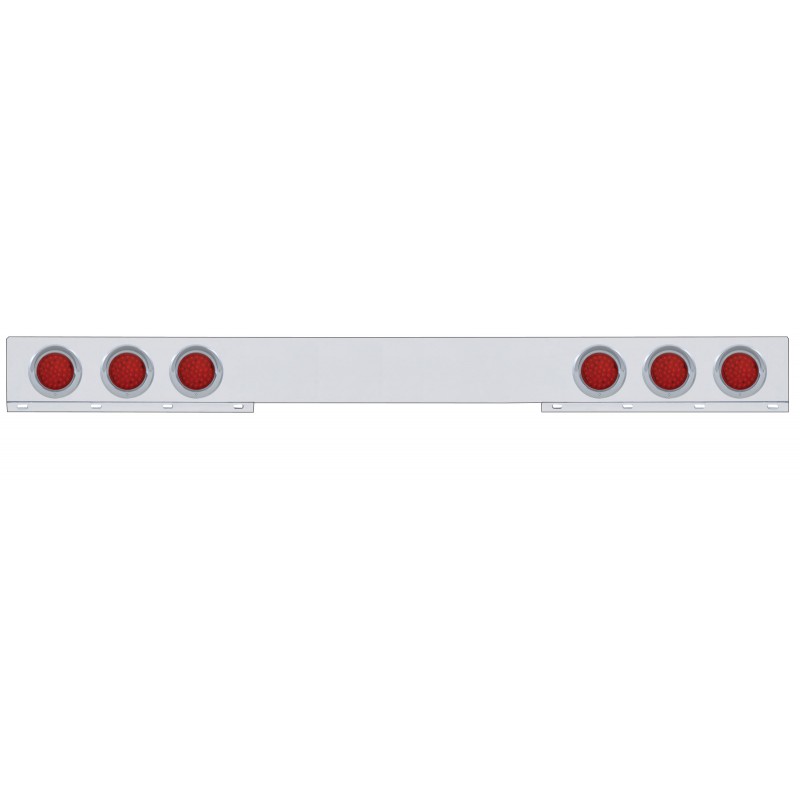 Stainless Steel 1 Piece Rear Light Bar W/ Six 36 Red Led 4" Economy Light W/ Visor - Red Lens