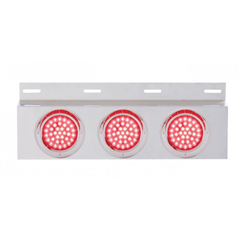 Stainless Steel Top Mud Flap Light Bracket W/ Three 36 Led 4" Light W/ Visor - Red Lens